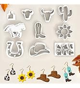 Tuitessine Clay Cutters Kit 10PCS Polymer Earring Making Tools Western Cow Bull Skull Cactus Sunf...