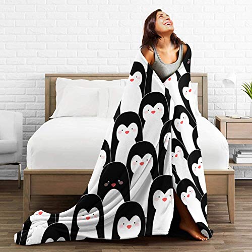 Cuajh Cute Penguins Blanket 50"X60", Lightweight Soft Flannel Fleece Throw Blanket For Bed Couch Sofa Chair Office #TOP5