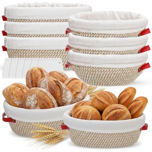 Gejoy 6 Set Cotton Rope Banneton Bread Proofing Basket with