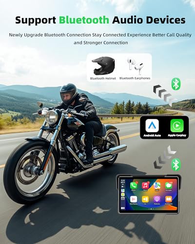 Image of 【Clearance】 2026 Motorcycle CarPlay Screen & Android Auto 7 inch Pantalla Carplay Screen Bluetooth IP67 Waterproof GPS Navigation System por Moto Motorbike with Touchscreen Bluetooth Anti-Glare