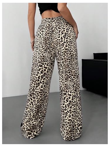 GORGLITTER Women's Leopard Print Baggy Pants Animal Cheetah Striped Y2K Wide Leg Trendy 2025 Casual Pants2