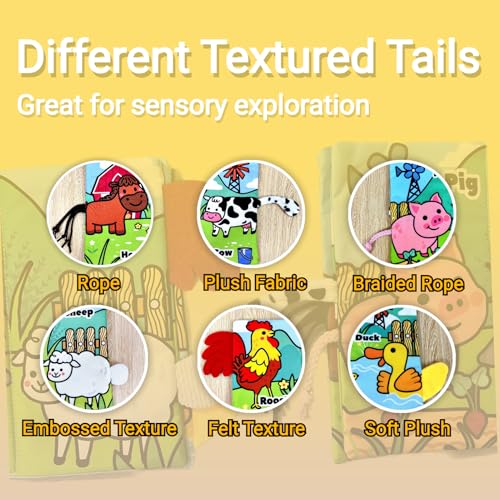 Image of Sensory Baby Books 0-6 Months, Tummy Time Soft Cloth Baby Toys 0-3-4-5-6-7-8-9 6-12 Month Old, Newborn Infant Boy Essentials Gifts Travel Toy Touch and Feel Crinkle Busy Book for Babies Girl