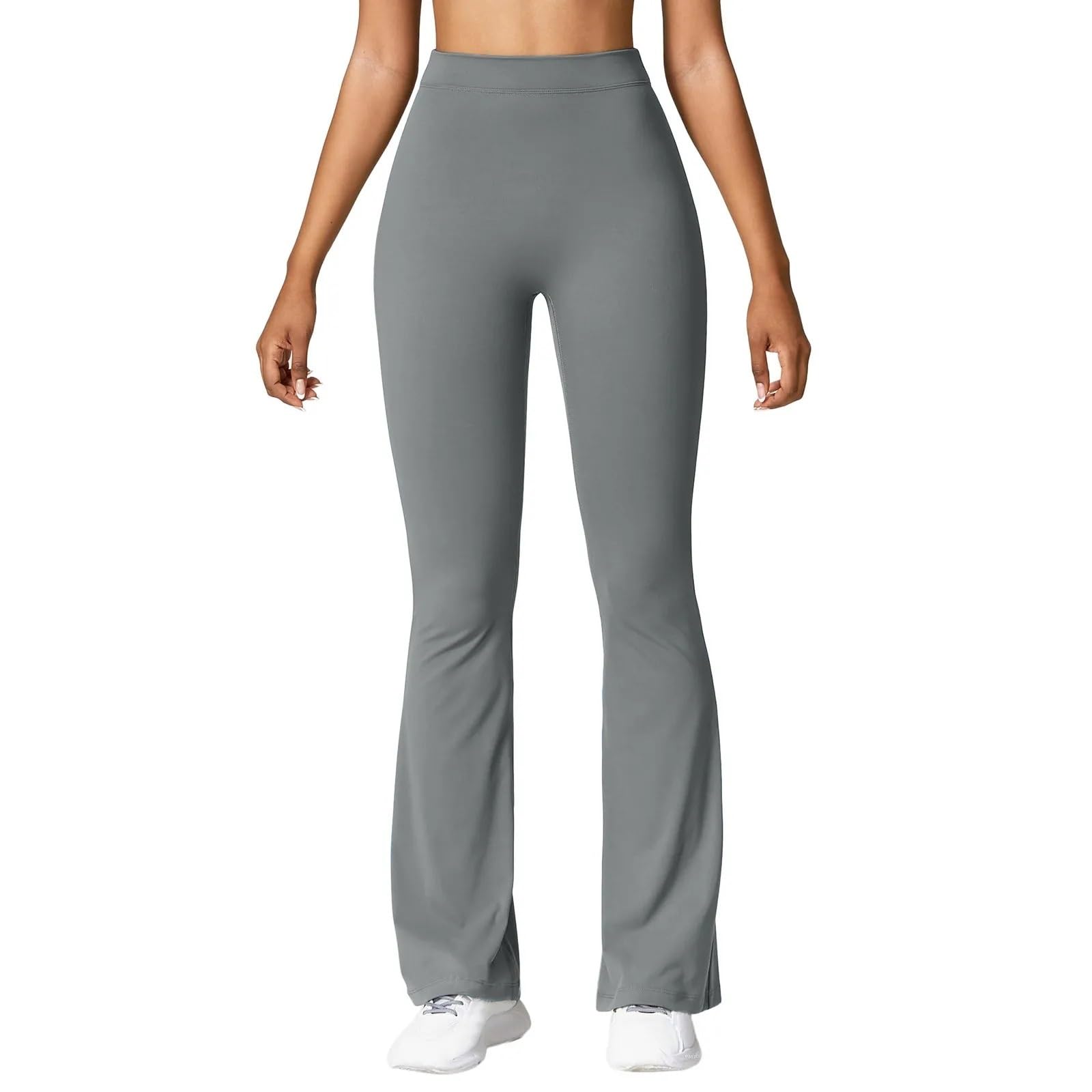 Stretch-Yoga-Leggings for Damen – Lange, ausgestellte Fitnesshose, lässige Sport- und Laufhose, Standarddicke(Black,S)