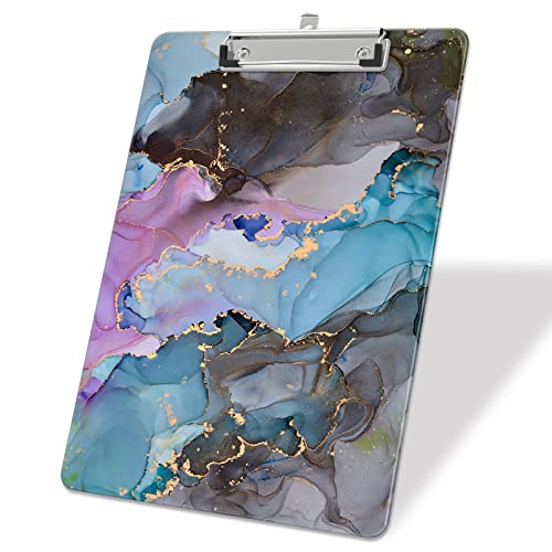 Image of Plastic A4 Clipboards, Clip Board Stardard Letter Size 9 x 12.5 in | Office Decorative for Students Women Men and Kids,Black Gray Marble