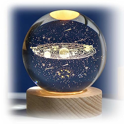 Lumin?ria Bola Esfera Cristal De Mesa Planeta Terra Gal?xia Siste...