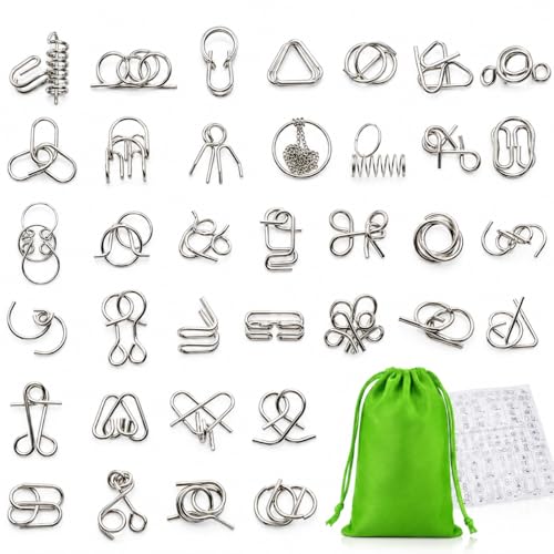 Image of 36 Pcs Metal Wire Brain Teaser Puzzle Set - IQ Mind Challenge Games for Kids & Adults | Educational Problem Solving & Logic Puzzles | Fidget & Untangling Toy Set
