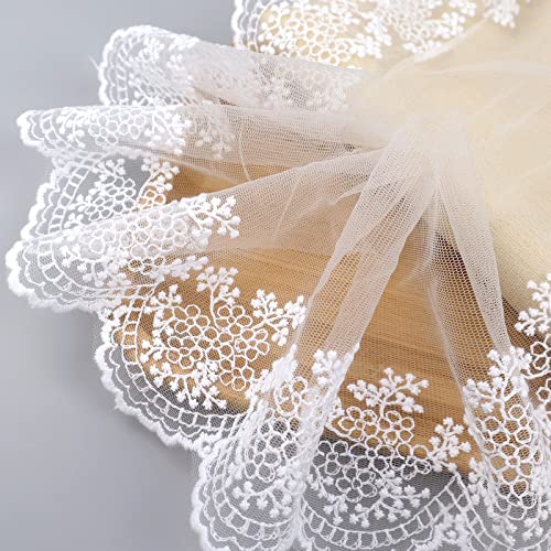 Idongcai White Lace Sewing Lace Embroidery Lace Trims Lace Ribbon Edge Trim Mesh Lace Fabrics 3.9'' Wide*4Yards #TOP12