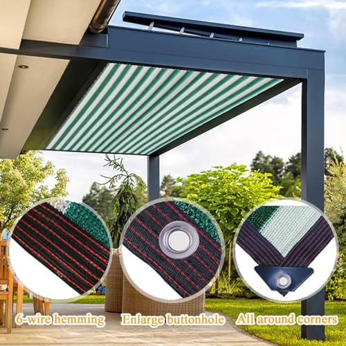 Garden Shade Cloth Green and White Stripes Sun Shade Net 90% Shading Cover for Plant Covers, Swimming Pools, Patios, and Yards 6.6X6.6FT 9.9X19.7FT 16.4X23FT 19.7X49.2FT (Size : 13x23ft)