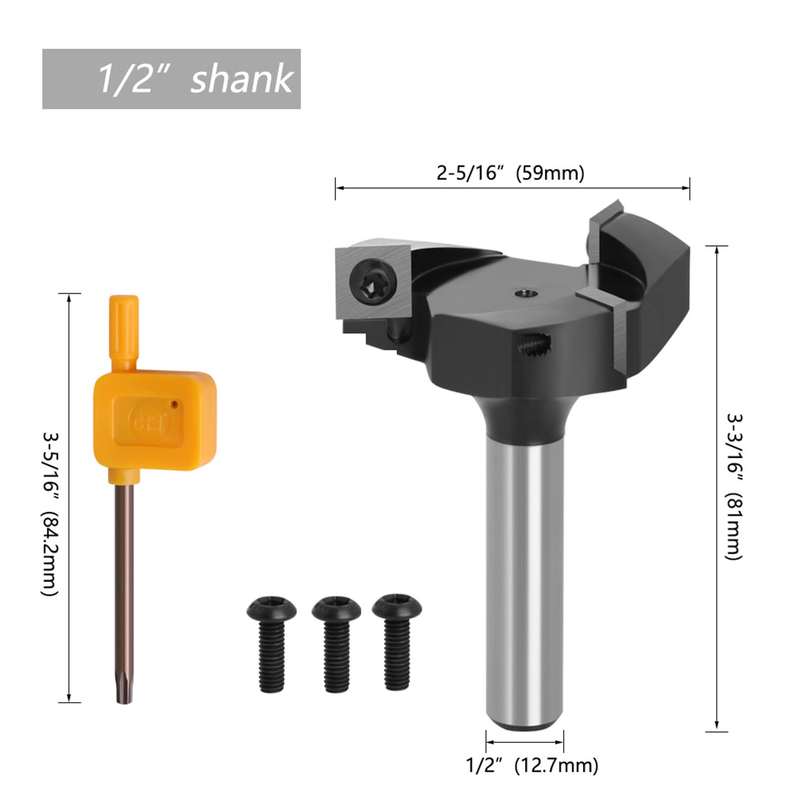 Durable - Punta per fresa a 3 lame per fresa a 3 lame con gambo da 8 mm e 12 mm, per fresa a inserto per superfici W, gambo da 8 mm, 12 mm, fresa a 3 lame