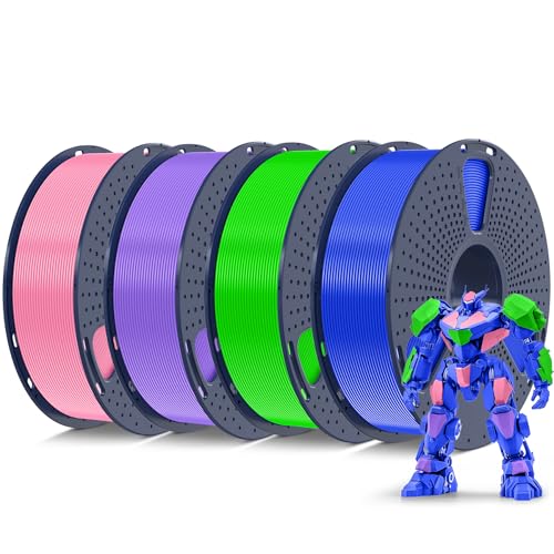 Image of SUNLU PETG Filament 1.75mm 4KG Bundle, Less Stringing and Good Layer Adhesion, Individually Vacuum Packed, 3D Printer Filament 4kg, 1kg per Spool, Pack of 4, 4 Colors, Pink+Purple+Blue+Green