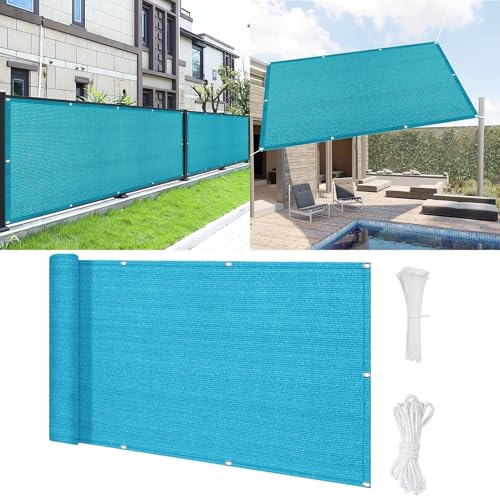 Brise Vue pour Balcon 150 x 170 cm Blocage des UV, Vent Protection Pare-Vue Protection Contre Le Vent avec Attaches de Câble, Facile a Poser pour Balcon et Clôture Porches, Bleu Ciel