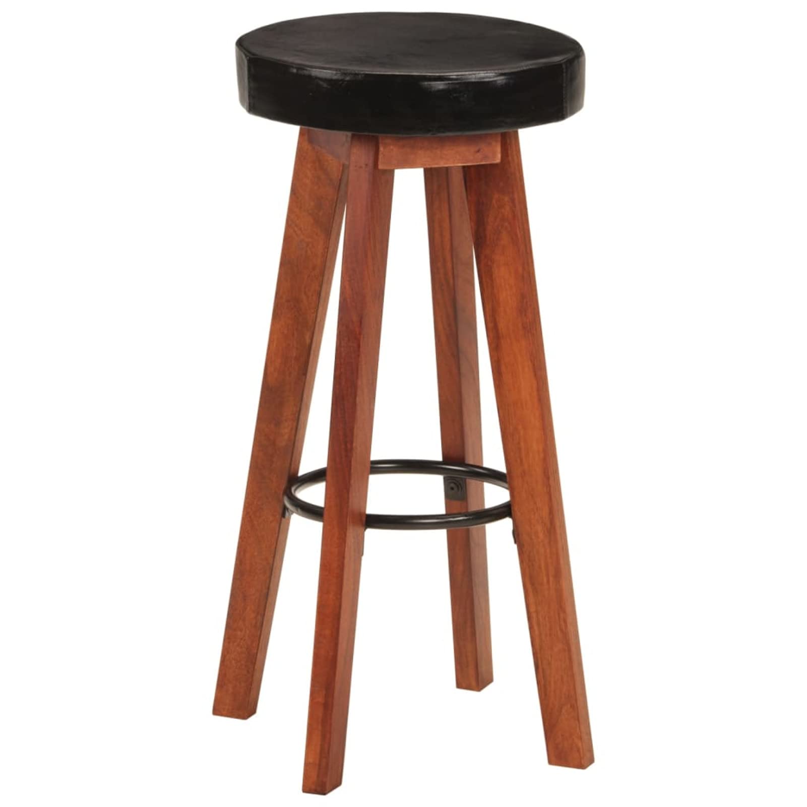 Homgoday Taburetes de bar de 2 piezas de piel auténtica y madera maciza de acacia, silla de oficina, silla de oficina, bar, silla de escritorio, para dormitorio o salón