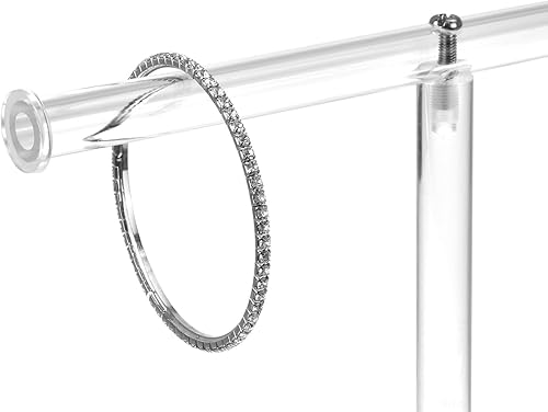 Miniatura 5 de Mooca Soporte de exhibición de pulsera redonda de acrílico transparente de lujo de 2 niveles barra en T soporte de exhibición de joyería soporte de
