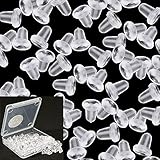 RAWMAT Silicone Earring Backs Replacement 200 Pcs 4mm Earring Post Soft Clear Ear, Clear Rubber...