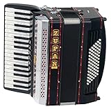 Alpe Serie, 34 Diskanttasten, 3-chörig, 5+1 Register im Diskant, 72 Bassknöpfe, Helikonbässe