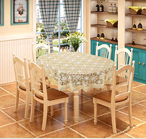 Simhomsen COMINHKPR125673 Beige Embroidered Lace Tablecloth 60 × 84 Inch Oval thumb #8