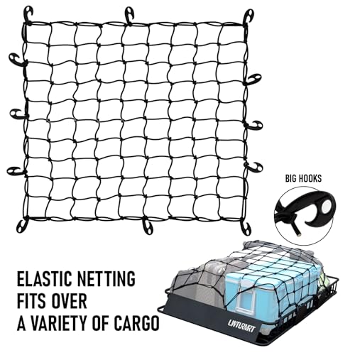 LWTURMRT 64 x 39 Inch Universal 300LB Heavy Duty Roof Rack Cargo with Cargo Net, Car Top Luggage Holder Carrier Basket for SUV,Truck or RV Camping Storage Steel Construction