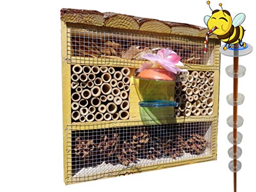 XXL Bienenhaus Bienenhotel + Gartendeko-Stecker Nistkasten als funktionale Bienentränke + 1x BIENENHAUS Insektenhaus,XXL…
