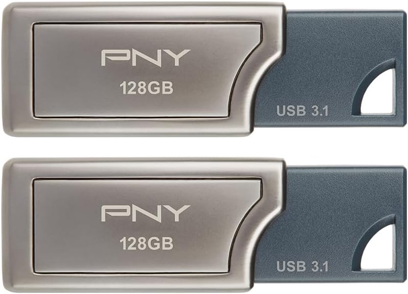PNY PRO Elite USB 3.1 Flash Drive 128GB 2-Pack – Premium Metal Design, Up to 400MB/s Read & 180MB/s Write – Compatible with PC & Mac, USB 3.0/2.0 – Ideal for Gamers, Professionals & Large File Storage