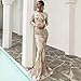Miss ord Women's Elegant Long Sleeve Backless Sequin Prom Dress, Floor-Length Mermaid Maxi Gown Gold