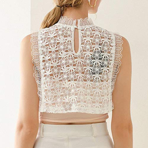 kowaku Mulher Sem Mangas com Gola de Renda Decotada Regata Justa para Verão