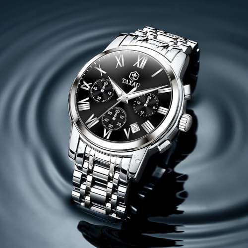 Watch Men Stainless Steel Luxury Diamond Chronograph with Date Business reloj de Hombre4