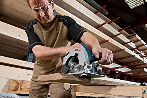 Bosch Professional 06016A2200 18 V system cordless circular saw GKS 18 V - 57 (Saw Blade Ø: 165 mm, Cutting Depth: 57 mm, without Batteries and Charger, in a Box), Navy Blue, 25.8 cm*39.4 cm*28.3 cm