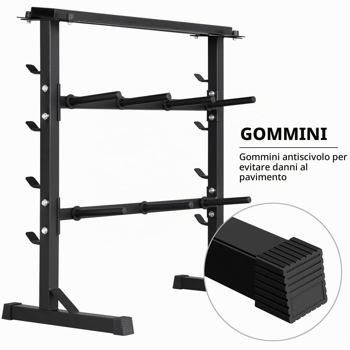 Supporto Bilanciere Porta Dischi pesi Manubri Rastrelliera manubri per palestra casa a 3 ripiani 300 kg
