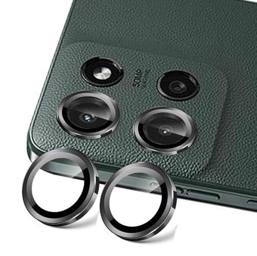Luchantle 2 Set for Moto G 5G 2025 Camera Lens Protector, 9H Tempered Glass Camera Cover Screen Protector Metal Ring Decoration Accessories [1 Step Installation Tray] (Black)