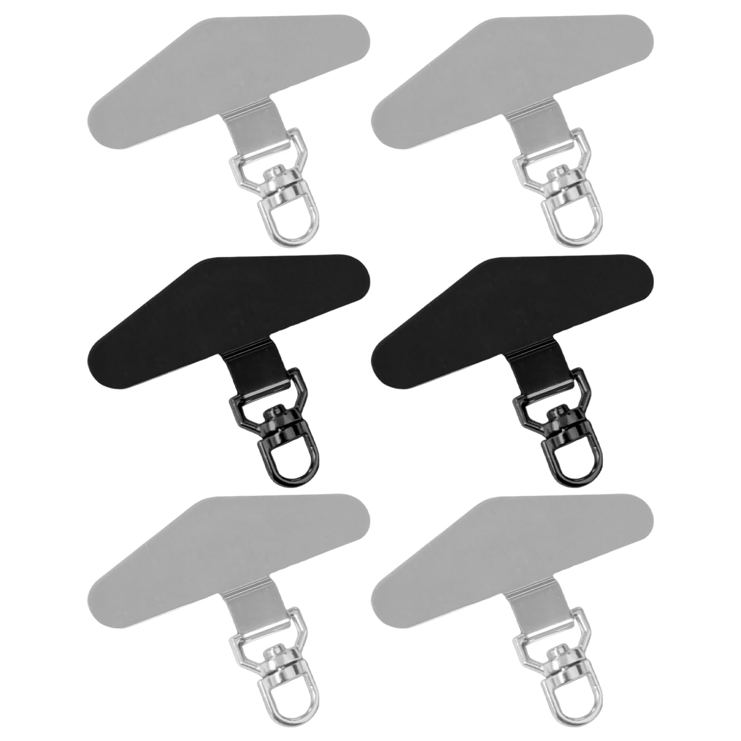 Rnfksu Silver 6 Pieces Of Triangular Mobile Phone Gaskets, Metal Mobile Phone Lanyard Clips, Portable Anti-Lost Accessories For Mobile Phones, Suitable For Use With Mobile Phone Chains.