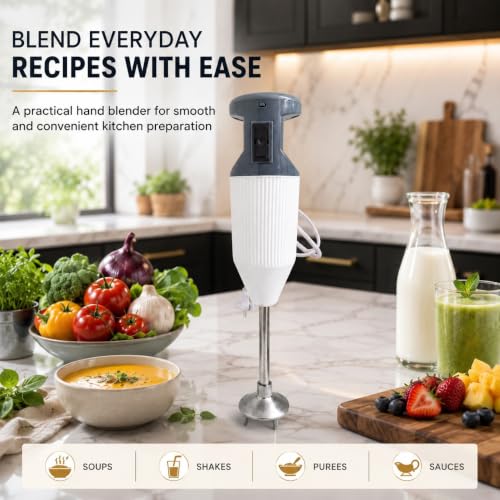 Image of lilydale Plus 250W Hand Blender | Stainless Steel Blades | Powerful Motor for Blending, Whisking & Mixing | Ergonomic Design | White