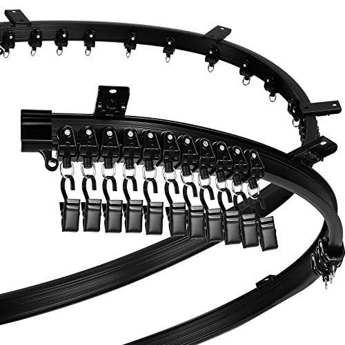 Jetec Curved Ceiling Curtain Track 8 m/ 26 ft Bendable Mount for Curtain Rail Bunk Bed Shower Rod Bay Window Room Divider Flexible Straight (Black) by Jetec - Used condition - US$35.45