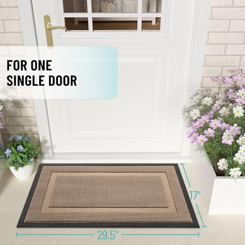 Image of OLANLY Front Door Mat Indoor Outdoor Entrance, Waterproof All-Season, All-Weather Doormat, Sturdy Natural Rubber, Low Profile, Easy Clean Patio Porch Entryway Mat, 35x23, Mocha