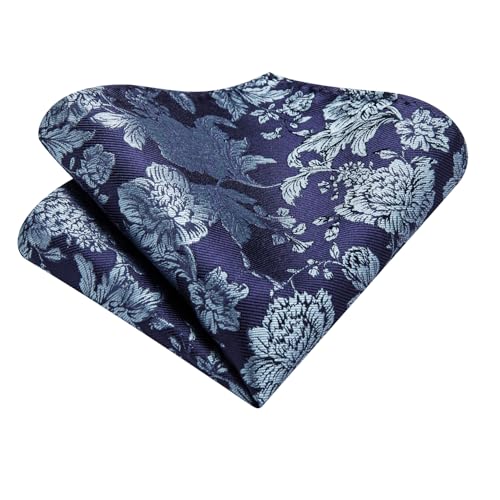 Image of Hi-Tie Silk Ascot for Men Self Tie Men's Cravat and Flower Lapel Pin Handkerchief Cufflinks Set for Wedding Party