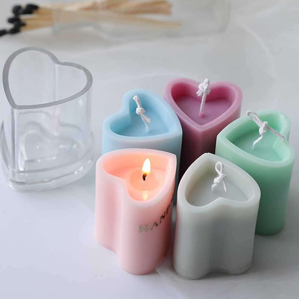 Świeca, foremki do świec Silikonowe formy do wyrobu świec w kształcie serca Diy Formy do świec pieńkowych 3d Diy Geometryczne formy Formy żywiczne Świeca Mydło Making Mold Świeca zapachowa Narzędzie r