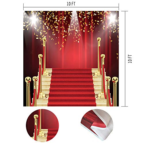 Fondo Fotográfico 10x10ft Rojo con Estrellas Doradas miniatura 3