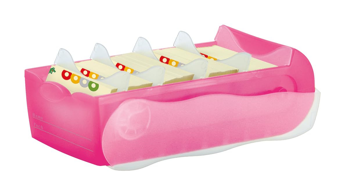 Han Croco 997-663 - Caja para archivar fichas (capacidad para 900 fichas DIN A7, polipropileno, 121 x 85 x 246 mm, color rosa transparente