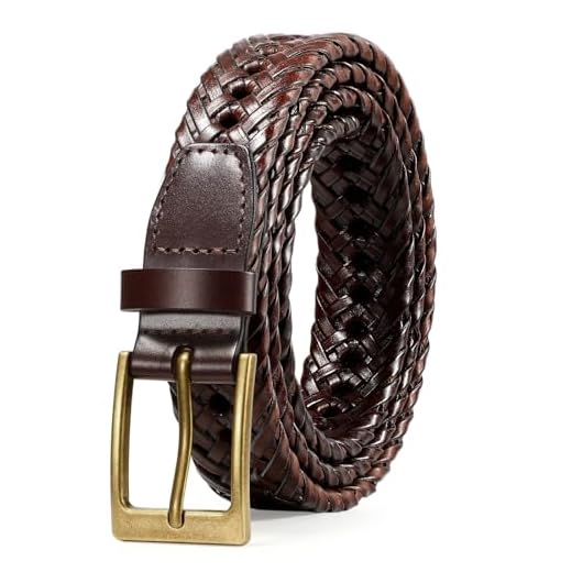 Mens Braided Leather Belt SUOSDEY Cowhide Woven Leather Belt for Casual Jeans Pants with Solid Prong Buckle,tan