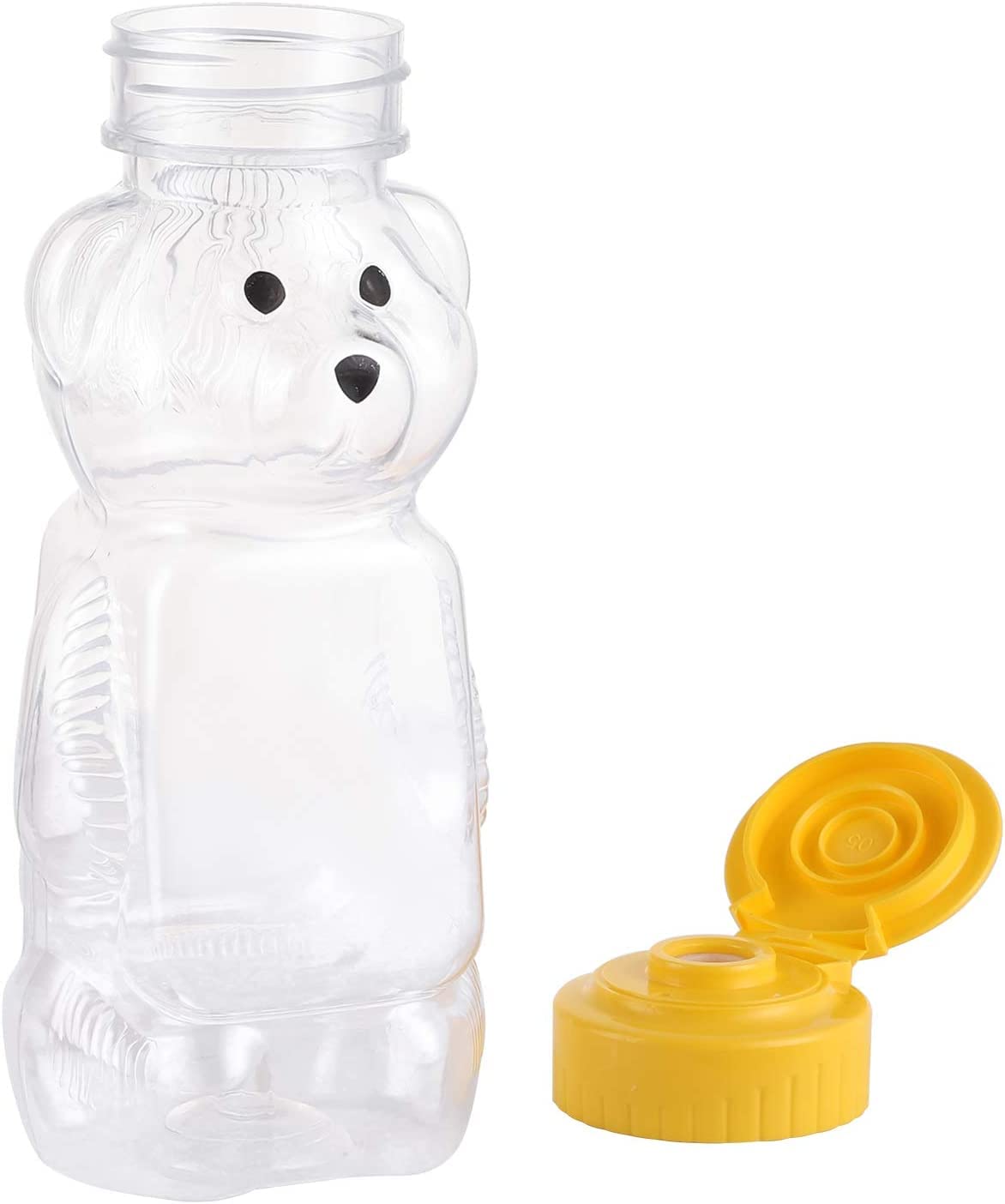 Confezione da 16 barattoli in plastica da 226,8 g, a forma di orsetto, per miele e miele, vuoti, con coperchio ribaltabile, per conservare e distribuire