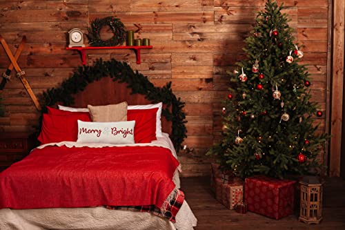 Loopuinhom Nice Merry And Bright Christmas Decor Cotton Burlap Decorative Rectangle Throw Lumbar Waist Pillow Case Cushion Cover For Couch Living Room 12X24 Inches #TOP3