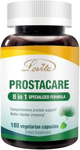 Lovita Prostate Health, suplementos de próstata 8 en 1 exclusivos para hombres con palma enana americana 500 mg, ortiga, licopeno, previene la