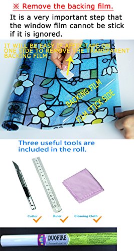 Duofire Stained Glass Window Film Color Flower Pattern Privacy Window Film Decorative Glass Film No Glue Anti-Uv Window Sticker Non Adhesive For Bedroom Living Room 23.6In. X 78.7In. Dp003-1 #TOP3