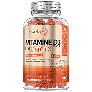 Vitamine D3 gummies voor kids vanaf 4+ – 1.000 IE (25 mcg) – 120 gummys voor 4 maanden – Sinaasappelsmaak – Vegetarisch…