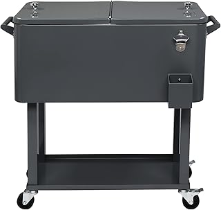 87.5 * 91 * 38.5cm 80QT Rectangular Plastic Box Iron Foot Tube Refrigeration and Insulation Cart Dark Grey