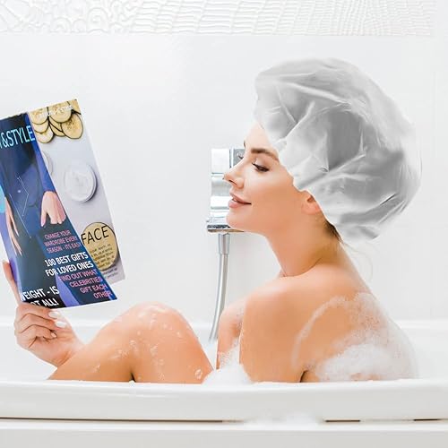 Miniatura 31 de Gorro de ducha, 3 unidades, impermeable, reutilizable, gorro de baño para el cabello, relleno de calcetines para mujeres, hombres y niños