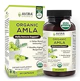 Avira Organic Amla for Immune Support, Max Strength 1300 mg, Amla Rich in Vitamin C Complex, Rejuvenator, Daily Care, Non GMO, Made with AML5HS, Full Spectrum Extract, 60 Count