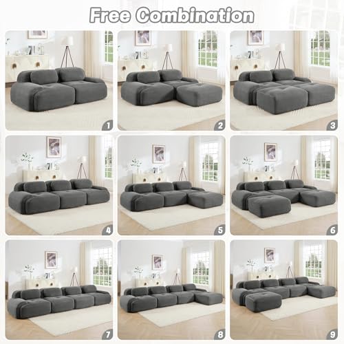 Image of Corduroy Modular Sectional Sofa, Oversized Cloud Couches for Living Room
