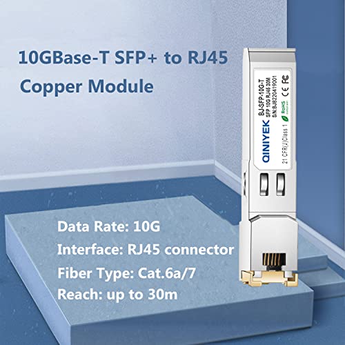 Image of 10GBase-T SFP+ Transceiver,10G SFP+ Copper RJ45 Transceiver Module, Compatible for Cisco (10GBase-T: 30m x1, for Arista)