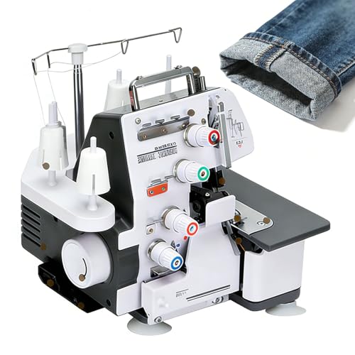 Máquina Overlock Doméstica, Overlock 3/4 Hilos con Estructura Metálica, 1300SPM y 12 Tipos de Puntadas, Luz LED y Alimentación Diferencial, Adecuada para Tejidos de Punto, Denim y Elásticos Máquina Overlock Doméstica, Overlock 3/4 Hilos con Estructura Metálica, 1300SPM y 12 Tipos de Puntadas, Luz LED y Alimentación Diferencial, Adecuada para Tejidos de Punto, Denim y Elásticos
