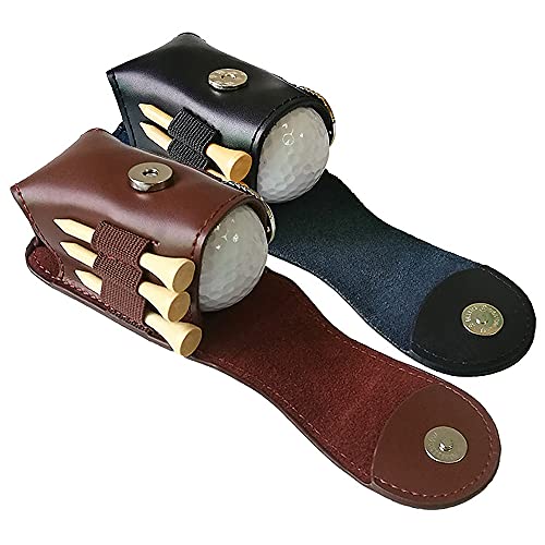 Zwbfu Bolsa de couro para bola de golfe Suporte para bolsa de bola de golfe de bolso com 2 bolas, 3